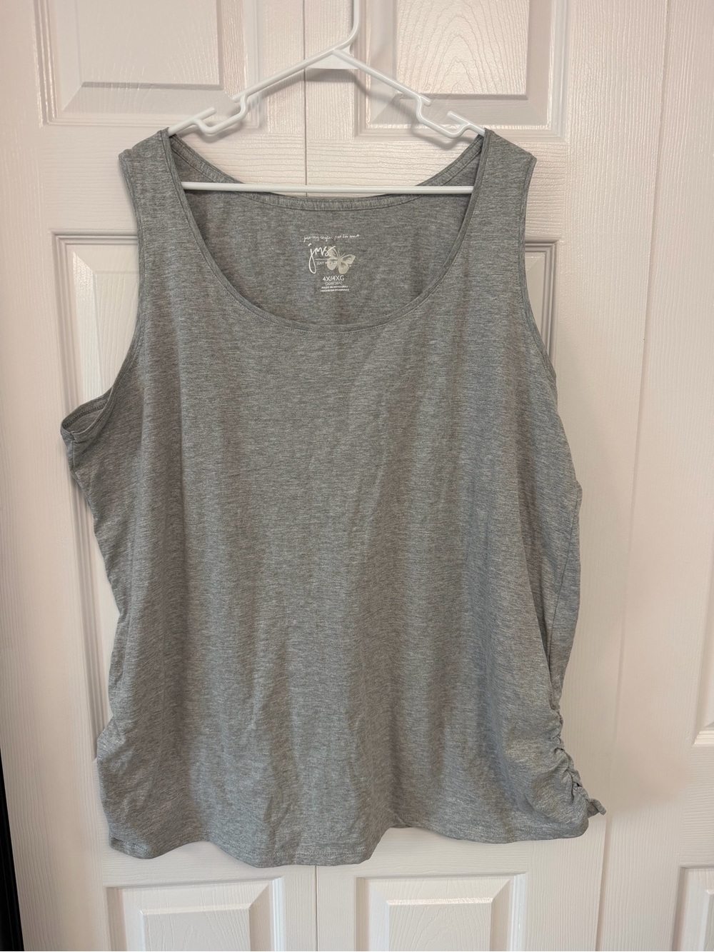 Just My Size Light Grey Scoop Neck Tank with Elastic Ruchings on Both Sides